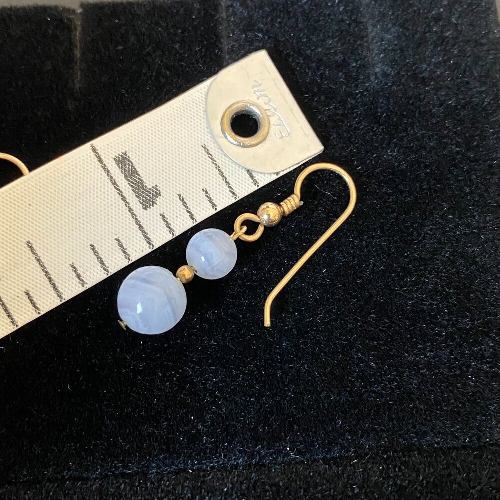 Vintage Blue Lace Agate Dangle Earrings - Picture 14 of 14